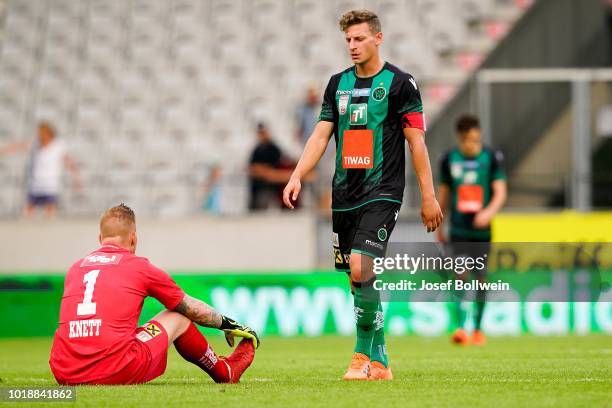 Christopher Knett of Innsbruck and Roman Kerschbaum of Innsbruck react during the tipico Bundesliga match between FC Wacker Innsbruck v SKN St....