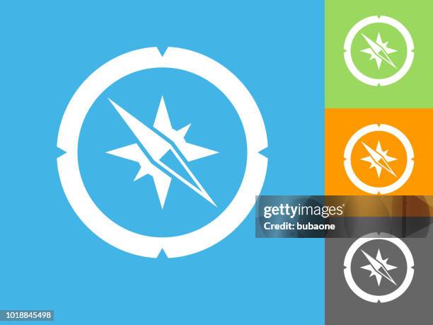 compass flat icon on blue background - compass icon stock illustrations