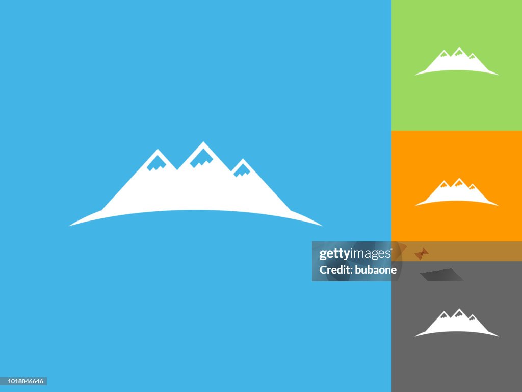 Mountains Flat Icon on Blue Background