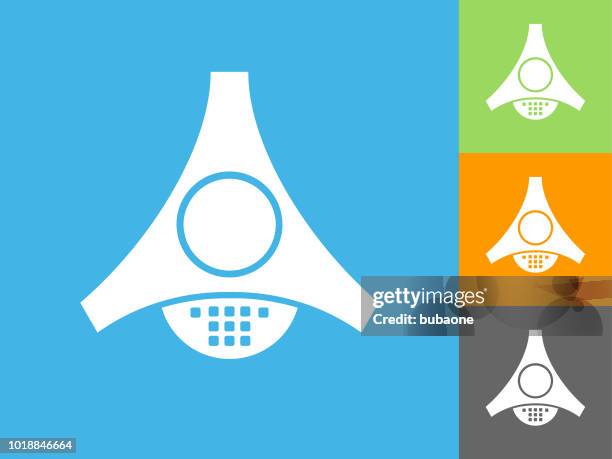 office intercom  flat icon on blue background - intercom stock illustrations