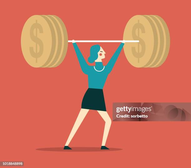 businesswoman weightlifting - weightlifter stock illustrations