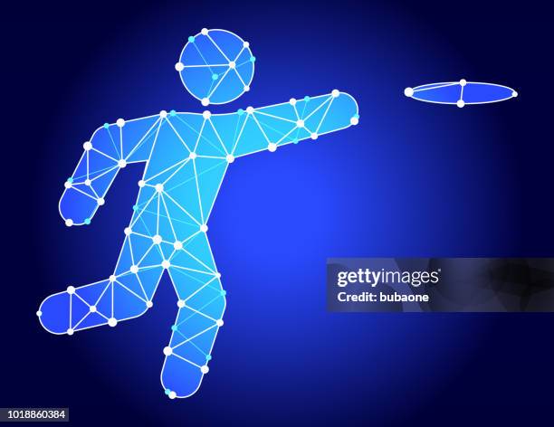 frisbee blue triangle node vector pattern - throwing frisbee stock illustrations
