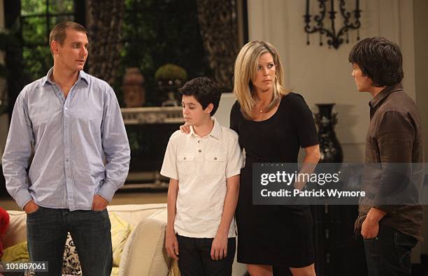 Ingo Rademacher , Aaron Sanders , Laura Wright and Dominic Zamprogna in a scene that begins airing the week of June 14, 2010 on Disney General...