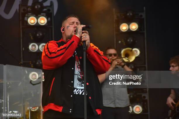 British singer and songwriter Rag 'N Bone Man performs on stage during day two of RiZE Festival, Chelmsford on August 18, 2018.