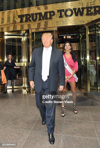 Estate mogul Donald Trump attends Donald Trump's Gray Line New York's Ride of Fame campaign dedication at front of Trump Tower on June 8, 2010 in New...