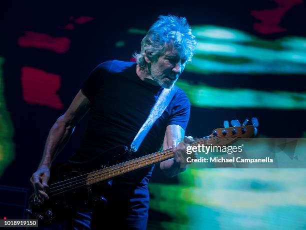 Roger Waters performs in concert during his "Us + Them" tour at Friends Arena on August 18, 2018 in Stockholm, Sweden.