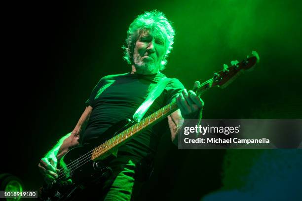 Roger Waters performs in concert during his "Us + Them" tour at Friends Arena on August 18, 2018 in Stockholm, Sweden.