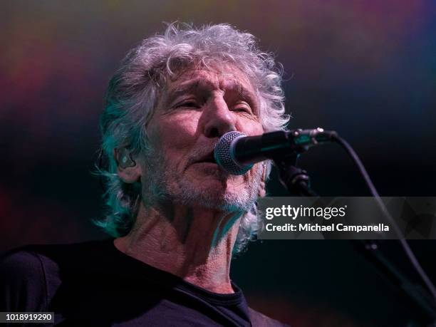 Roger Waters performs in concert during his "Us + Them" tour at Friends Arena on August 18, 2018 in Stockholm, Sweden.