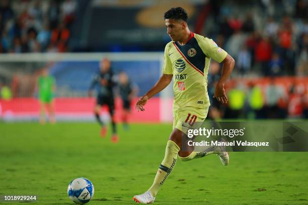 Cecilio Dominguez of America controls the ball during the third round match between Pachuca and Club America as part of the Torneo Apertura 2018 Liga...