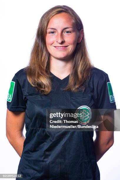Anne-Kathrin Steudemann poses during a portrait session at the Annual Women's Referee Course on August 18, 2018 in Unna, Germany.
