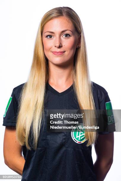 Sandra Foehrdes poses during a portrait session at the Annual Women's Referee Course on August 18, 2018 in Unna, Germany.