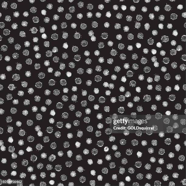 uneven round bacterial cells in macro - spores of the fungus - abstract black and white polka dots seamless textile pattern design in vector - spore stock illustrations