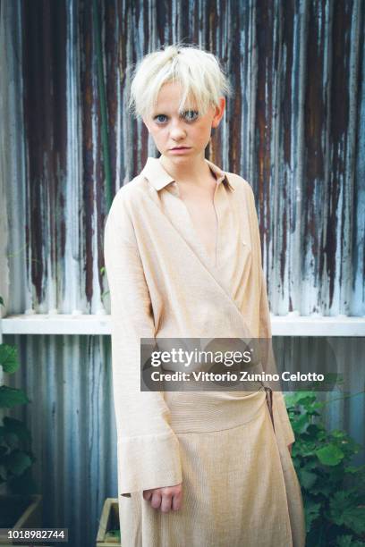 Model backstage ahead of the Iben show during Oslo Runway SS19 at Prindsen Hage on August 14, 2018 in Oslo, Norway.