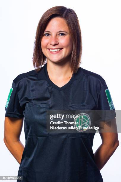 Daniela Goettlinger poses during a portrait session at the Annual Women's Referee Course on August 18, 2018 in Unna, Germany.