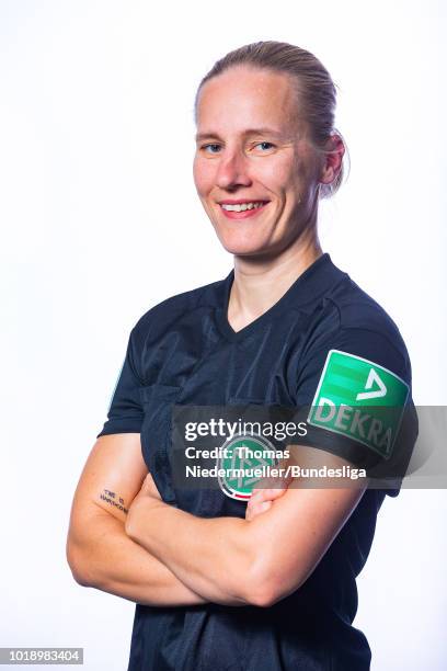 Katia Kobelt poses during a portrait session at the Annual Women's Referee Course on August 18, 2018 in Unna, Germany.