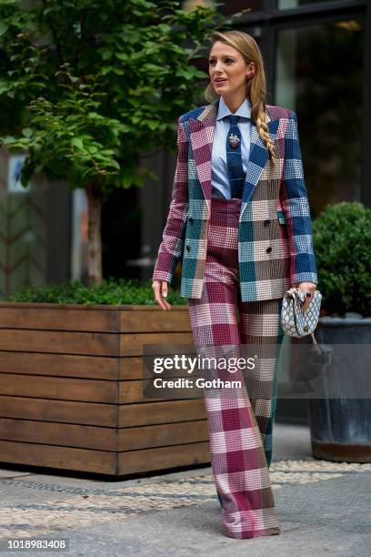 Blake Lively is seen in SoHo on August 18, 2018 in New York City.