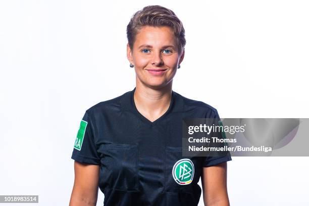 Katharina Kruse poses during a portrait session at the Annual Women's Referee Course on August 18, 2018 in Unna, Germany.