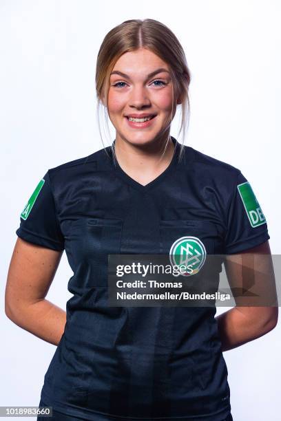 Kim-Jasmin Meineke poses during a portrait session at the Annual Women's Referee Course on August 18, 2018 in Unna, Germany.