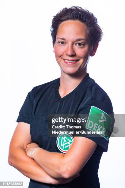 Alessa Plass poses during a portrait session at the Annual Women's Referee Course on August 18, 2018 in Unna, Germany.