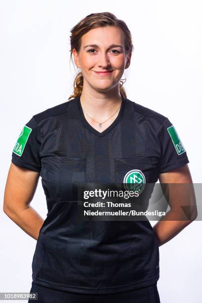 Francine Poschmann poses during a portrait session at the Annual Women's Referee Course on August 18, 2018 in Unna, Germany.