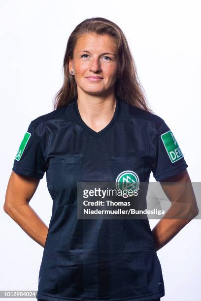 Annett Unterbeck poses during a portrait session at the Annual Women's Referee Course on August 18, 2018 in Unna, Germany.