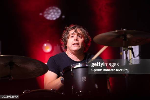 Ian Matthews of Kasabian performs on stage at Princes Street Gardens during Edinburgh Summer Sessions on August 18, 2018 in Edinburgh, Scotland.