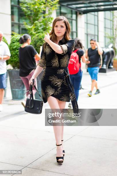 Anna Kendrick is seen in SoHo on August 18, 2018 in New York City.