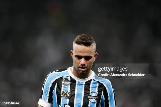 Luan of Gremio in action during the match against Corinthians for the Brasileirao Series A 2018 at Arena Corinthians Stadium on August 18, 2018 in...