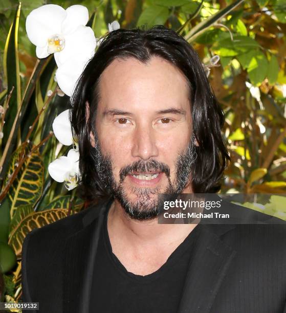 Keanu Reeves attends the photo call for Regatta's "Destination Wedding" held at Four Seasons Hotel Los Angeles at Beverly Hills on August 18, 2018 in...