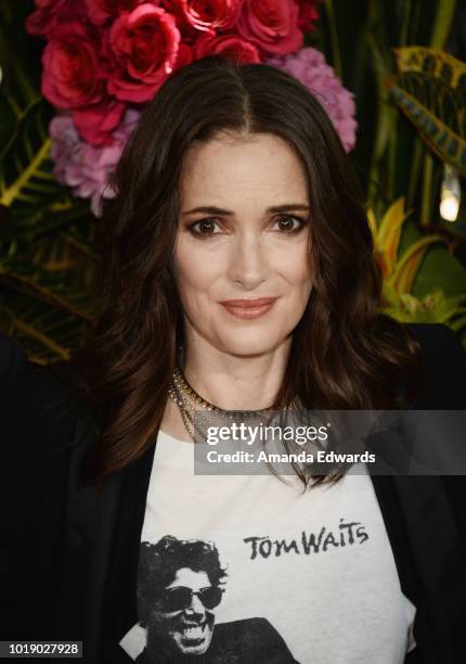 Actress Winona Ryder attends a photo call for Regatta's "Destination Wedding" at the Four Seasons Hotel Los Angeles at Beverly Hills on August 18,...