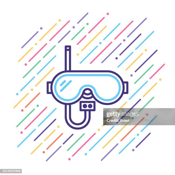ilustrações de stock, clip art, desenhos animados e ícones de diving line icon - máscara de mergulho