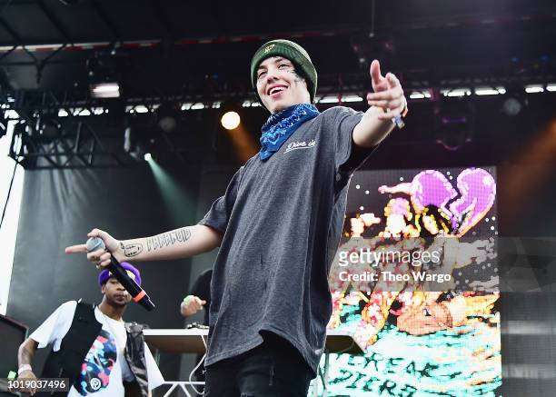Lil Xan performs onstage during Day 1 of Billboard Hot 100 Festival 2018 at Northwell Health at Jones Beach Theater on August 18, 2018 in Wantagh,...