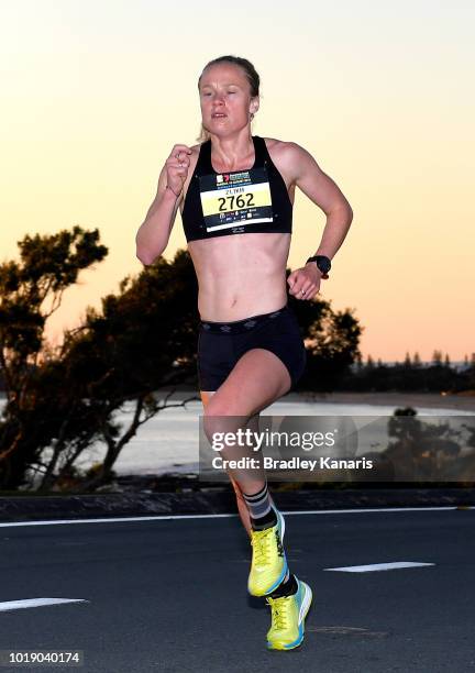 Marnie Ponton competes during the Sunshine Coast Half Marathon on August 19, 2018 in Sunshine Coast, Australia.