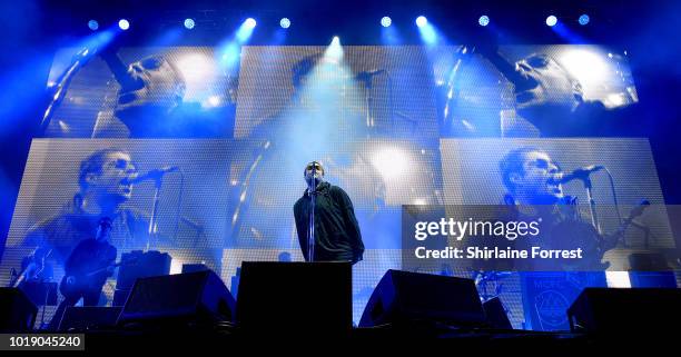 Liam Gallagher performs at Emirates Old Trafford on August 18, 2018 in Manchester, England.