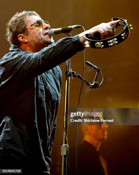 Liam Gallagher performs at Emirates Old Trafford on August 18, 2018 in Manchester, England.