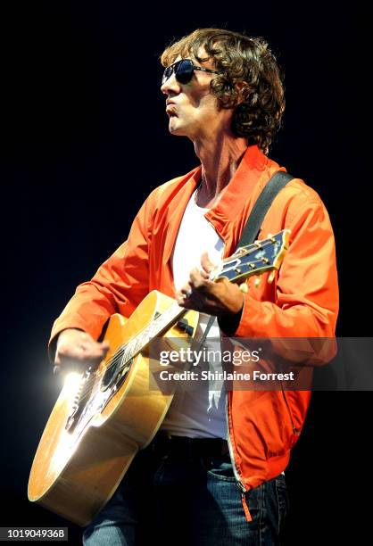 Richard Ashcroft performs supporting Liam Gallagher at Emirates Old Trafford on August 18, 2018 in Manchester, England.
