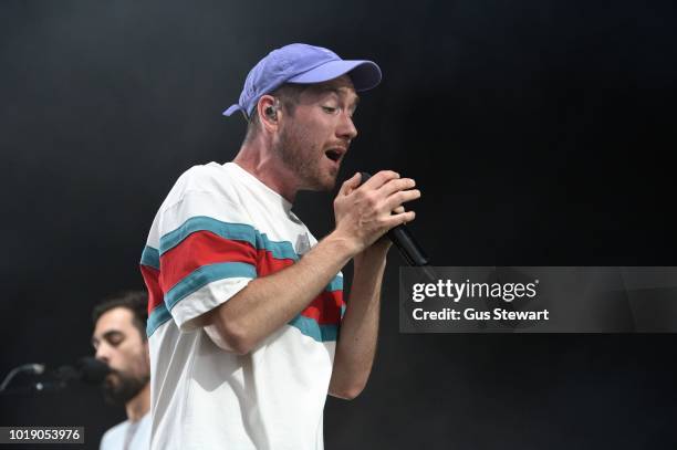 Dan Smith of Bastille performs on the main stage at RiZE Festival on August 18, 2018 in Chelmsford, United Kingdom.