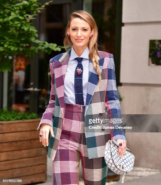 Blake Lively poses outside the Crosby Hotel on August 18, 2018 in New York City.