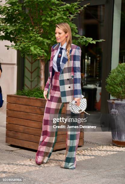 Blake Lively poses outside the Crosby Hotel on August 18, 2018 in New York City.