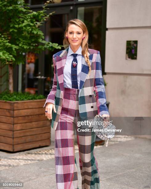 Blake Lively poses outside the Crosby Hotel on August 18, 2018 in New York City.