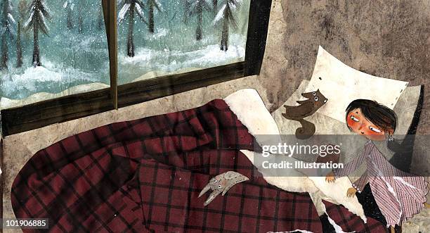 illustrations, cliparts, dessins animés et icônes de child that is going to bed - draps