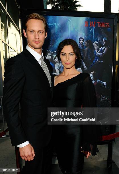 Actors Alexander Skarsgard and Michelle Forbes arrive at HBO's "True Blood" Season 3 premiere held at the ArcLight Cinemas Cinerama Dome on June 8,...