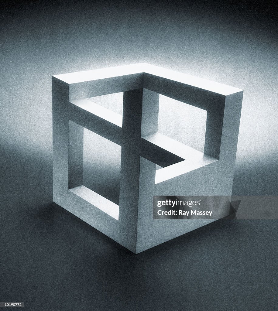 Optical illusion cube (B&W, Digital)