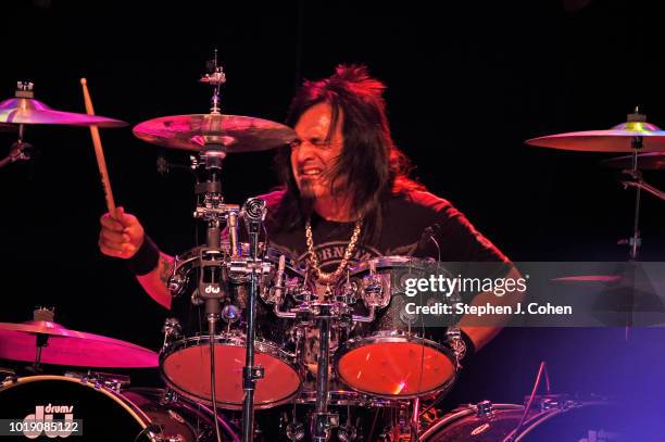 Audie Desbrow of the band Great White performs during the Kentucky State Fair at Kentucky Exposition Center on August 18, 2018 in Louisville,...