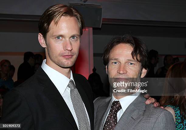 Actors Alexander Skarsgard and Stephen Moyer arrive at HBO's "True Blood" Season 3 premiere after party held at Boulevard3 on June 8, 2010 in...