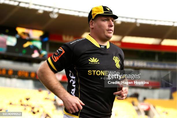 Thomas Waldrom of Wellington takes the field during the round one Mitre 10 Cup match between Wellington and Otago at Westpac Stadium on August 19,...