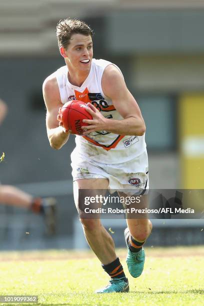 Mitchell Podhajski of Calder Cannons runs during the TAC Cup round 15 match between Eastern Ranges and Calder Cannons at Avalon Airport Oval on...