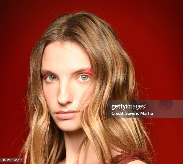 Model poses backstage ahead of the K-Fashion Project show at Paris Fashion Week Spring/Summer 2018 on 1st October , 2017 in Paris, France