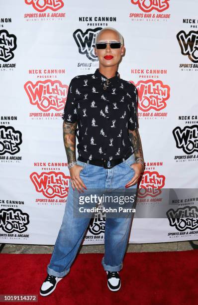 Amber Rose is seen at Wild 'N Out Sports Bar & Arcade on August 18, 2018 in Miami, Florida.