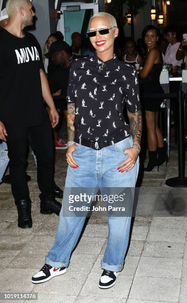 Amber Rose is seen at Wild 'N Out Sports Bar & Arcade on August 18, 2018 in Miami, Florida.